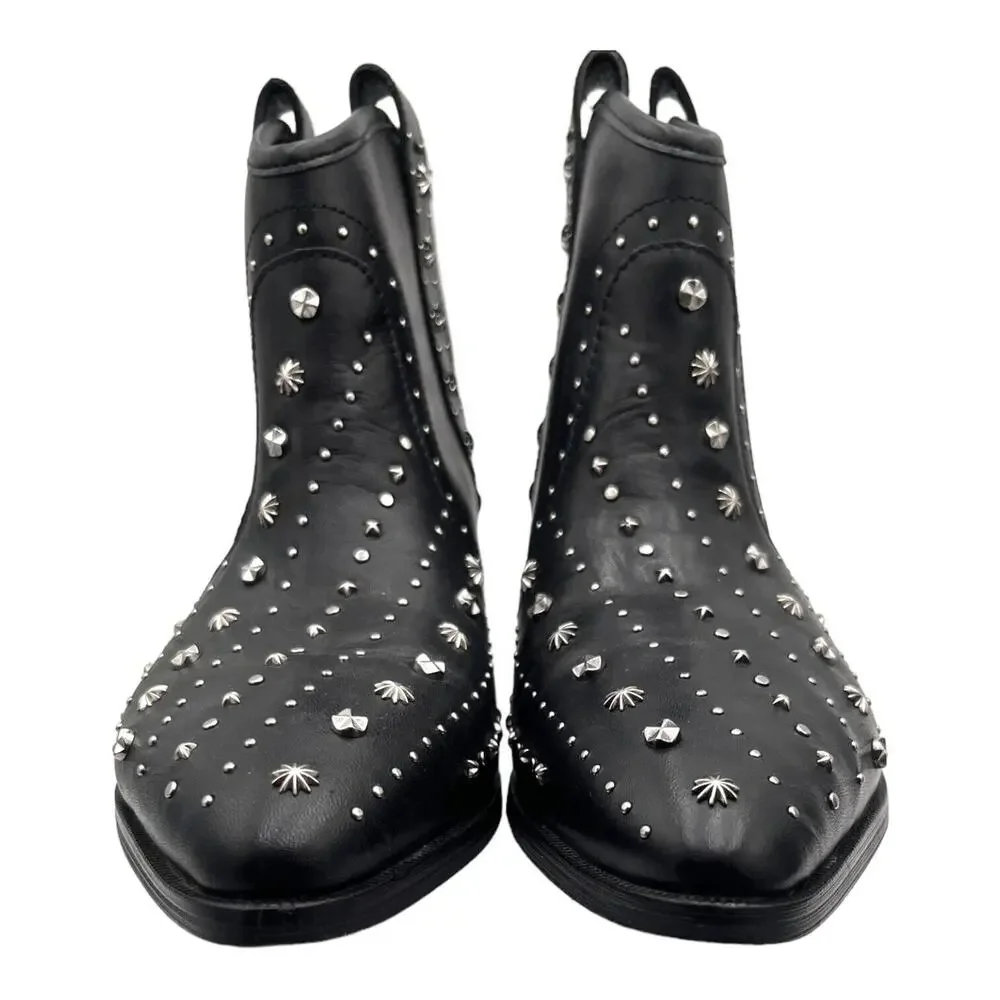 Western Black Leather Studded Sam Edelman Womens Brian‎ Ankle Boots 6.5M EUC